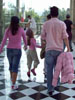 family in pink